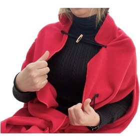 Resim Mask Yeni Sezon Standart Beden Kırmızı Polar Yakalı Panço Pelerin Kırmızı 