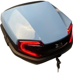 Resim GİZA MOTOR Işıklı- Sırt Dayamalı Motosiklet Arka Çanta 33 Lt Kapasite Metalik(Parlak) Açık Mavi(Buz Mavisi) 