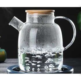 Resim Leylart 1500 Ml Borosilikat Cam Demlik & Sürahi Bambu Kapaklı 