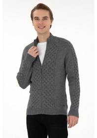 Resim U.s. Polo Assn. Erkek Gri Melanj Hırka Triko 50294136-vr086 Gri Melanj 