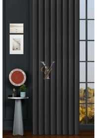 Resim İpek Kadife Fon Perde V-11 Koyu Gri Koyu Gri 