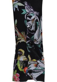 Resim Wessi Kuş Ve Çiçek Desenli Slim Fit Uzun Kollu Siyah Erkek Gömlek Çok Renkli 