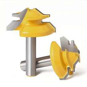 Resim 1 adet 45 Derece Tenon Freze Kesici, 8mm x 1-3/8", Karbon Çelik, Boyalı Parlak Sarı - Lekelere Dayanıklı, Ahşap İşleme ve Ev Yenileme Projeleri için İdeal 