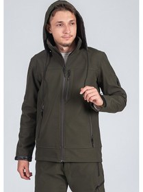 Resim Vatan Tekstil Suya Dayanıklı Slim Fit Softshell Kapüşonlu Erkek Mont Haki 