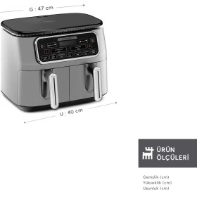 Resim Karaca Air Pro Cook Duo Ev Yemeği Xxxl 8 Litre Airfryer Cool Gray 8 Kişilik 