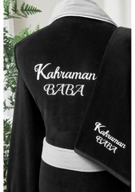 Resim Özdilek Kahraman Baba Nakışlı Kadife Erkek Bornoz Seti 479842 