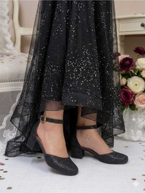 Resim pediashoes KIZ ÇOCUK SİYAH SİMLİ KARE TOPUKLU ABİYE ŞIK AYAKKABI 