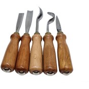 Resim AFK Ahşap Kaşık / Kuksa / Heykel Oyma Bıçak Seti (Beşli) 
