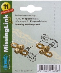 Resim Kmc Zincir Pimi Missinglink 11vites 5.65mm Gold İki Adet Siyah 