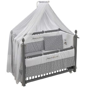 Resim Meltem Kids Kral Sallanır Ahşap Anne Yanı Beşik 60 x 120 CM Gri - Moon Gri 