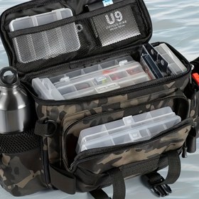 Resim 1'li Paket Dayanıklı Balıkçılık Çantası - Kanvas Bel Çantası, Omuz Askılı Sırt Çantası, Evrensel Seyahat Spor Çantası, Siyah, Oxford Kumaş, Fermuarlı Kapatma, Kamp ve Dış Aktiviteler için Hafif 