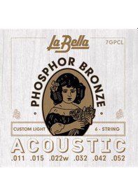 Resim La Bella 7Gpcl Akustik Gitar Teli 11-52 