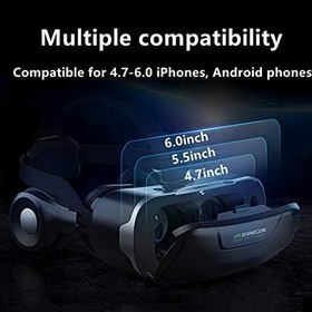 Resim VR Başlık Uyumlu ve Android Telefonlar için, Mavi Işık Uzaktan Kumandalı Kulaklıklı Yükseltme VR Gözlükleri, Film İzleme ve Video Oyunları için 3D Sanal Gerçeklik Görüntüleyici 