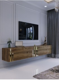 Resim Myniture Home & Living Duvara Monte Tv Sehpası Ceviz Gold G6300-2 