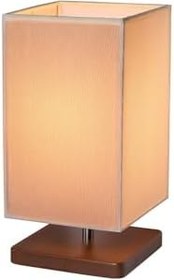 Resim Ahşap Abajur Modern Şık Yatak Odası Salon Masa Lambası (Beyaz) 