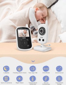 Resim Bebek Kameralı Telsiz Monitör, 2.4 GHz, İki Yönlü Konuşma, ECO Mod, Gece Görüşü, Sıcaklık Sensörü 