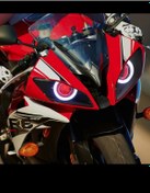 Resim Yamaha Yzf R6 2008-2016 Led Melek Göz Kırmızı Şeytan Göz Motosiklet Hıd Projektör Düzeneği 