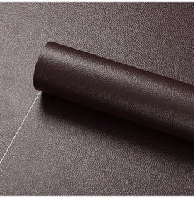 Resim 30x100 Cm Yapay Pu Deri Yamalar Suni Suni Deri Kumaş Kendinden Yapışkanlı Reddish Brown 