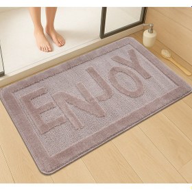 Resim Doğal Kaymaz Taban Banyo Paspas Uzun Ömürlü Yumuşak Dokulu Su Emici Yıkanabilir Enjoy 60x100 Vizon 