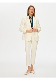 Resim Faik Sönmez Gold Düğmeli Şık Blazer Ceket S26ckt018 Us26ckt01873 Ekru 