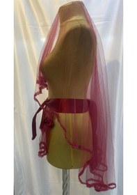 Resim Bordo İncili Gelin Duvak Kuşak Eldiven El Gülü Kına Örtüsü Gelin Örtü Kına Seti 