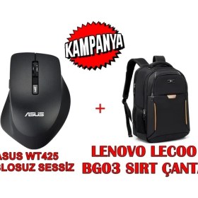 Resim Asus WT425 Kablosuz Optik Sessiz Mouse + Lenovo Lecoo Nb Sırtçantası 