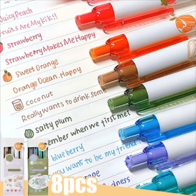 Resim 8 Parça Renkli Jel Kalem Seti, Plastik Hızlı Kuruyan 0.5mm Orta Uç Süper Yumuşak Tutuşlu Günlük, Resim, Grafiti ve Okul Malzemeleri için Kore Kırtasiye 