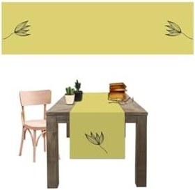 Resim Tropik Home Amerikan Servis Dijital Baskılı Sarı Lale Desen Renkli Masa Sunum Runner 40x145 