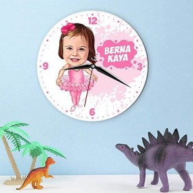 Resim Balerin Kız Çocuk Karikatürlü Duvar Saati 