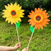 Resim Büyük Renkli Güneş Çiçeği Rüzgar Değirmeni Ahşap Direkli - Elde Taşınabilir Açık Hava Oyuncak, Bahçe Dekoru, Festivite Düğün İlanı, Fotoğraf Aksesuarı, Park ve Stand Tüketimi, Festival Dekorasyonu | Canlı Bahçe Dekoru | Dayanıklı Açık Hava Aksesuarı, Güneş Çiçeği Parti Dekorasyonları 