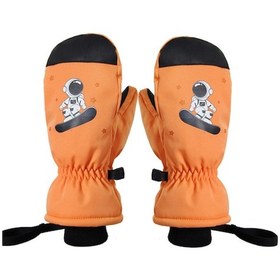 Resim Wezone Çocuklar İçin Kışlık Su Geçirmez Ve Sıcak Tutan Kayak Eldiveni, Portakal Renkli, S Boyutunda. Turuncu 