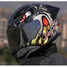 Resim Siyah + Şeffaf Cam + Spoiler Ls2 Rrapid 2 Race Spox Kapalı Kask Gri - Kırmızı 