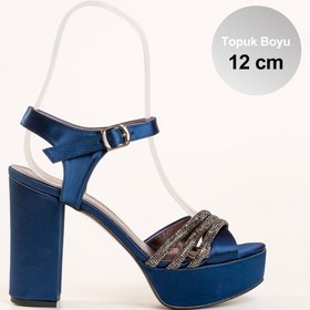Resim E&L Company 12cm Lacivert Taşlı saten kumaş, altı kaymaz, hafiftir. Koşma Garantilidir. 