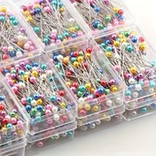 Resim 100 adet Iridescent Konumlandırma İğneleri Renkli El Yapımı Konumlandırma İğneleri Top Başlı İğneler Boncuk Takı Yapımı Aksesuarları Küçük İşletme Malzemeleri El Sanatları ve Yorgan - Çok Renkli Düz İğne Seti 