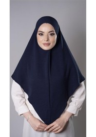 Resim Hürrem Bone Lacivert Pratik Hazır Geçmeli Tesettür Eşarp Aerobin Kumaş Düz Hijab 2309 02 