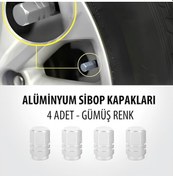 Resim Oto Araba Sibop Kapağı Seti Metal Altıgen 4'lü Set Krom Lüx 