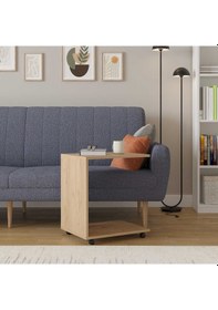 Resim Çok Amaçlı Tekerlekli C Koltuk Sehpası-florida Meşe 35x65x45 Cm 