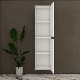 Resim Özceden Asma Banyo Boy Dolabı 130 X 35Cm Parlak Beyaz Mdf Beyaz 