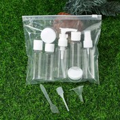 Resim 10 Adet Beyaz Kozmetik Seyahat Şişesi Seti, Huni, Spatula & Damlatıcı ile Losyon ve Krem için - Sızdırmaz Plastik Kaplar 