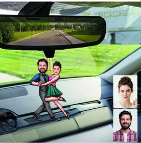 Resim Dansçı Tasarımlı Ahşap Araba Dikiz Ayna Süsü 