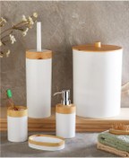 Resim Flosoft Bambu Desenli Yuvarlak 5'li Banyo Seti 