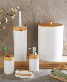 Resim Flosoft Bambu Desenli Yuvarlak 5'li Banyo Seti 