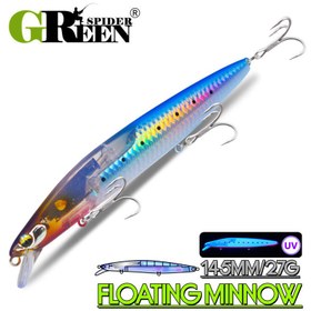 Resim GREENSPIDER Uzun Atış Yüzen Minnow Balıkçılık Yemi, 145mm 27g UV Flaş Bıçak Wobbler Gerçekçi Balık Tasarımı ile Deniz Levreği için - ABS Malzeme, Karışık Renkler, 3D Gözler, Üçlü Kanca, Çok Yönlü Balıkçılık Yemi | Canlı Balıkçılık Yemi | Hafif Minnow, Üst Su Balıkçılığı Yemleri, GREENSPIDER 