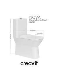 Resim Nova Beyaz Kanalsız Duvara Sıfır Klozet Takımı Nv361, Creavit Lara Yavaş Kapak Beyaz 