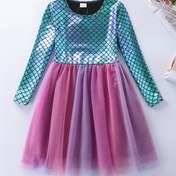 Resim Kombin Set: Kızlar İçin Uzun Kollu Denizkızı Mesh Gradyan Elbise LH1712 