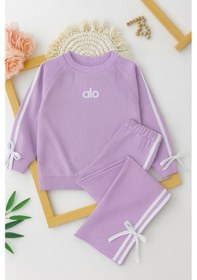 Resim Kurdele Detaylı Alo Fitilli 2 Li Eşofman Takımı - 6/16 Yaş - 31506 Lila 