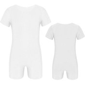 Resim Beyaz Çocuk Erkek Kız Kısa Kollu Düz Renk Esnek Tulum Mayo Tek Parça Mayolar Mayo Beyaz 
