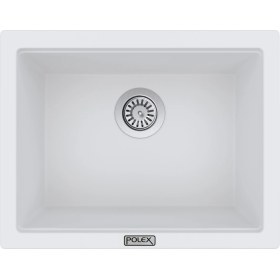 Resim POLEX Cristalüx Granit Evye P-09 Beyaz Tezgah Altı Ve Tezgah Üstü Kare Mutfak Evyesi 55,5x43,5cm 