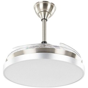 Resim Şeffaf Kanatlı Led Işıklı Tavan Vantilatörü Uzaktan Kumandalı, Zamanlayıcılı 