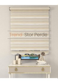 Resim Krem Beyaz Geçişli Etek Dilimli Zebra Stor Güneşlik Perde Kırık Beyaz-krem 